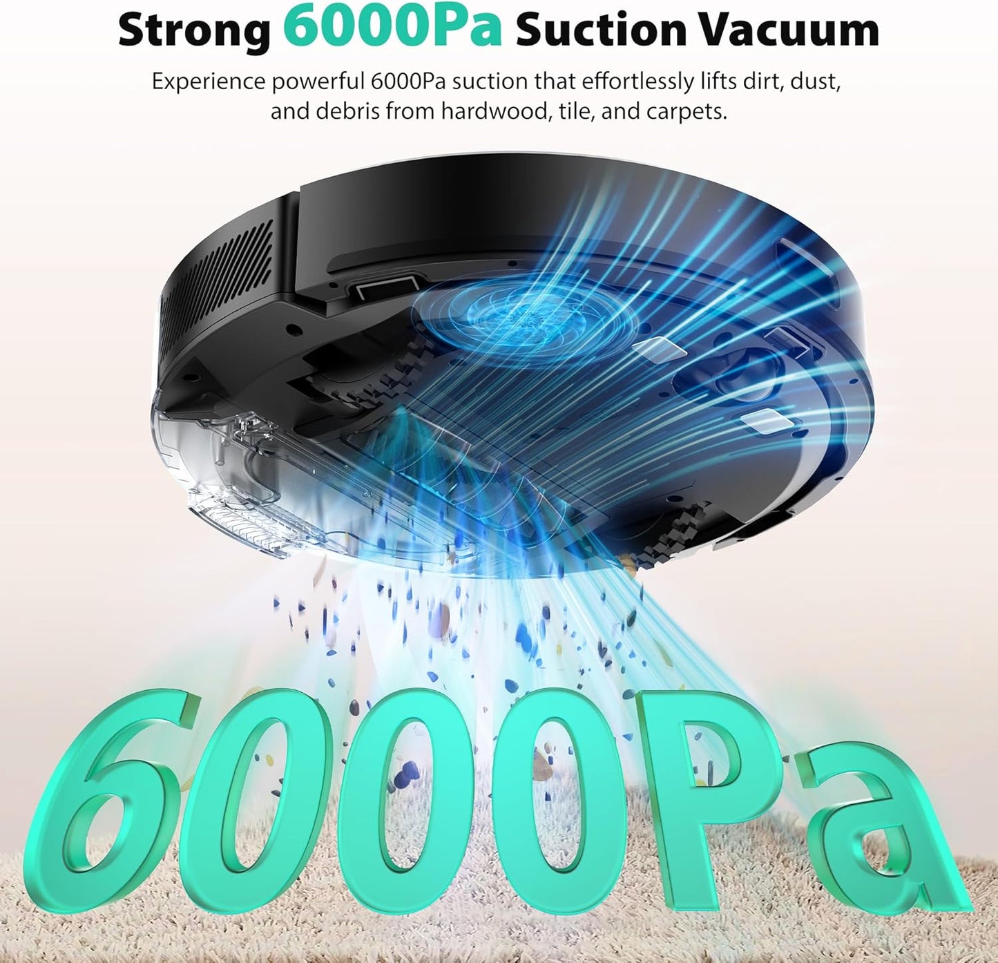 Robot Vacuum and Mop, Robotic Vacuum Cleaner with Self-Emptying Base | 6000Pa, 90 Days Capacity, Lidar Navigation, Home Mapping, Ideal for Pet Hair, Hard Floors, Carpet (L8000 Plus)