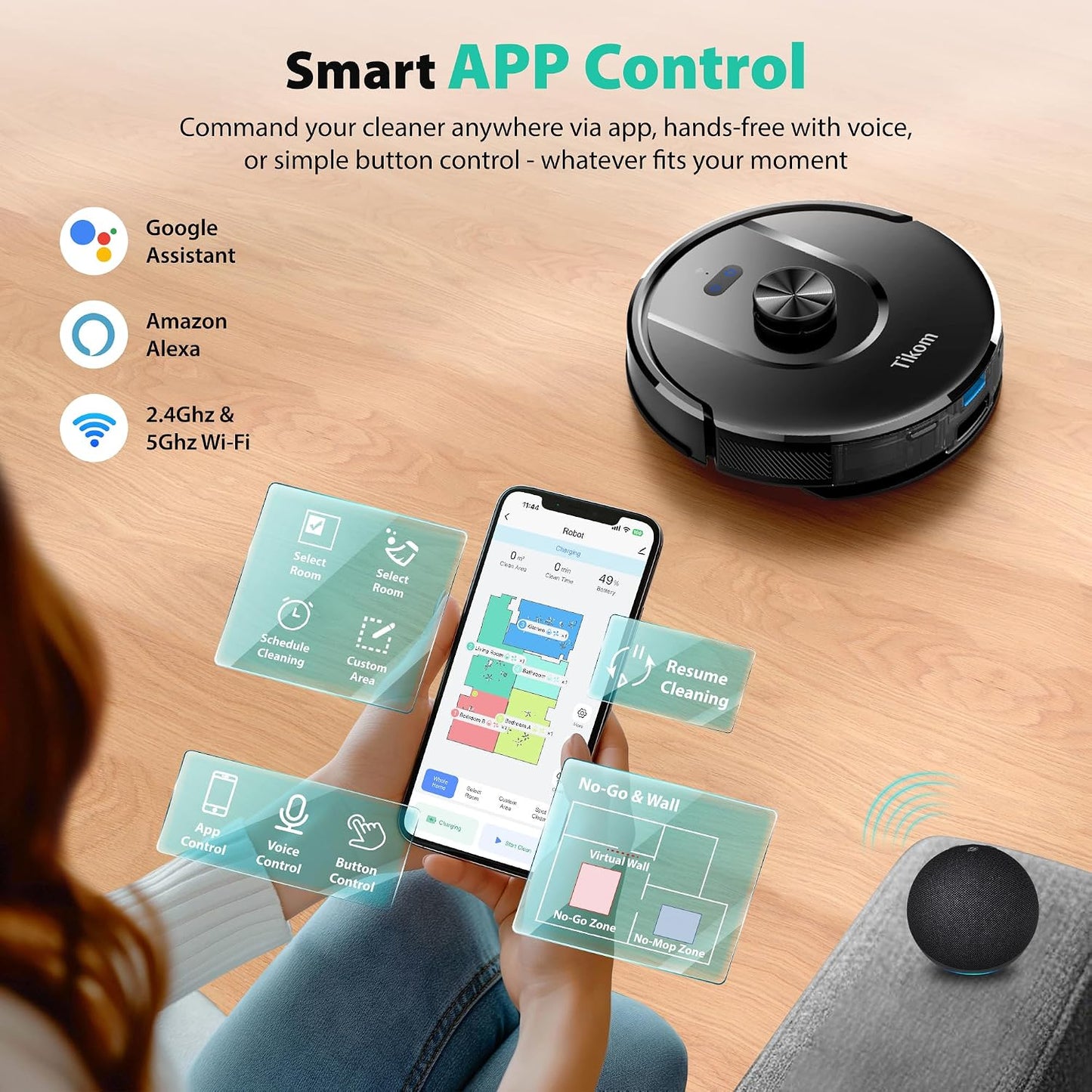 Robot Vacuum and Mop, Robotic Vacuum Cleaner with Self-Emptying Base | 6000Pa, 90 Days Capacity, Lidar Navigation, Home Mapping, Ideal for Pet Hair, Hard Floors, Carpet (L8000 Plus)