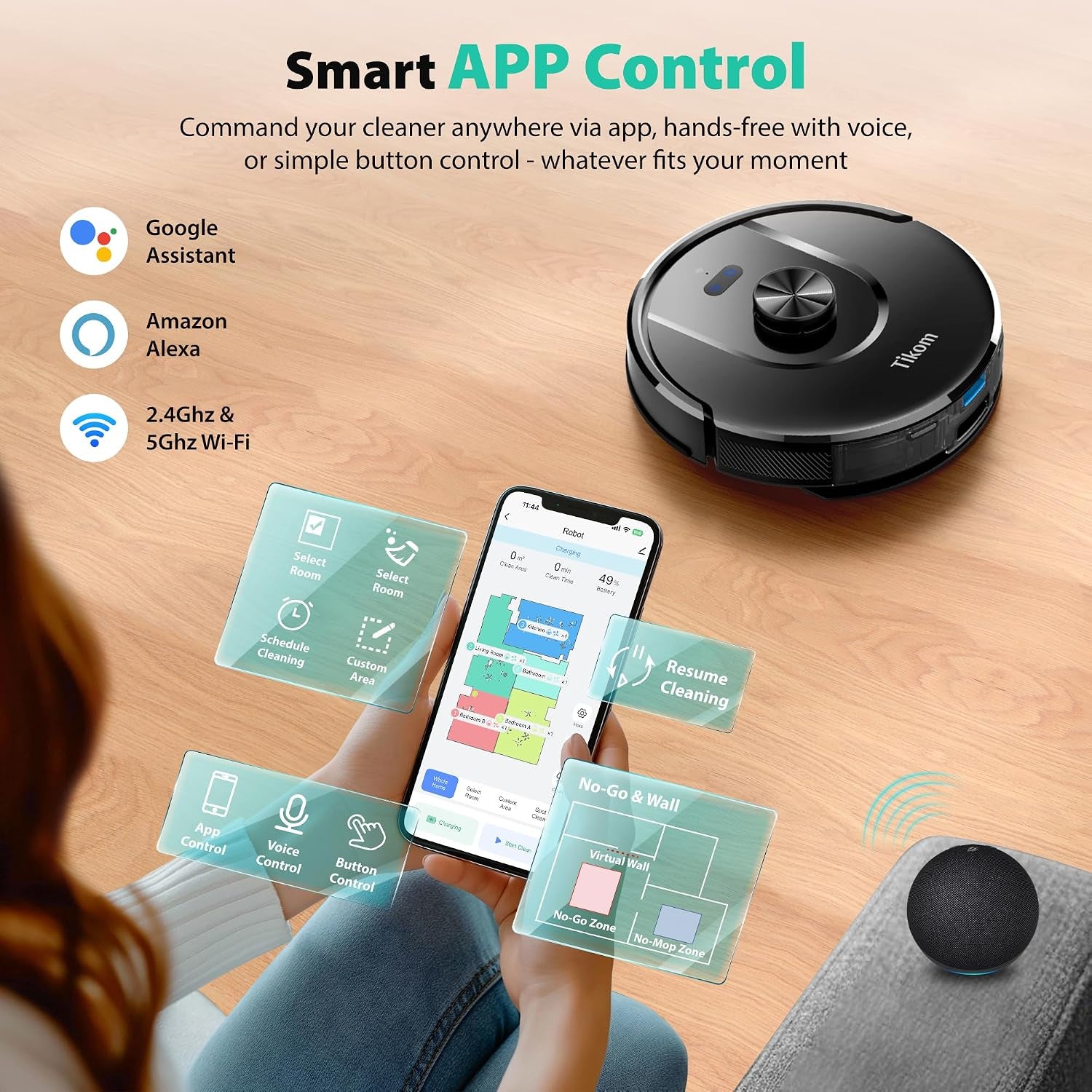 Robot Vacuum and Mop, Robotic Vacuum Cleaner with Self-Emptying Base | 6000Pa, 90 Days Capacity, Lidar Navigation, Home Mapping, Ideal for Pet Hair, Hard Floors, Carpet (L8000 Plus)