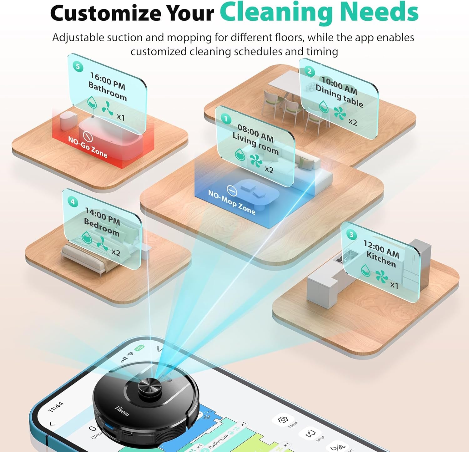 Robot Vacuum and Mop, Robotic Vacuum Cleaner with Self-Emptying Base | 6000Pa, 90 Days Capacity, Lidar Navigation, Home Mapping, Ideal for Pet Hair, Hard Floors, Carpet (L8000 Plus)